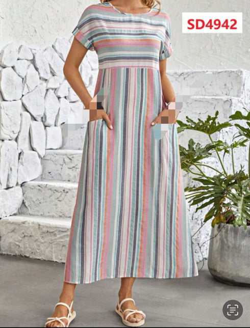 VESTIDO DE RALLAS SD4942