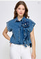 BLUSA CON FLOR DENIM LP8771