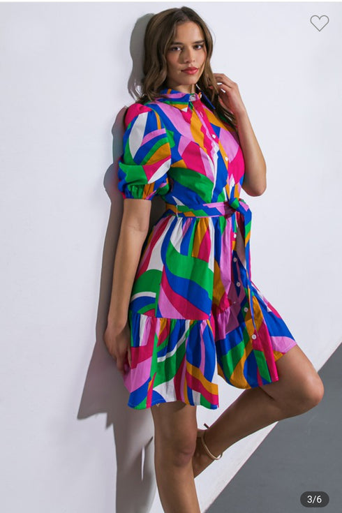 VESTIDO ESTAMPADO CON CINTO ID20702
