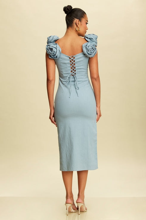 VESTIDO CON FLORES 3D LD10775