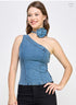 BLUSA DENIM CON FLOR LP9150-1
