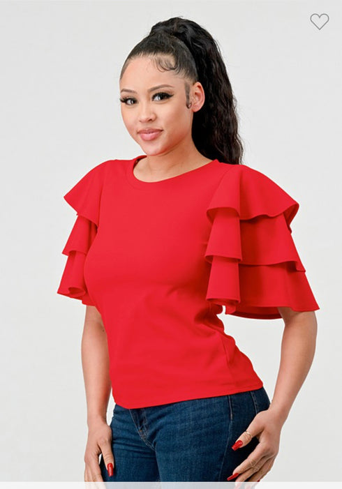 BLUSA MANGA DE OLANES T94669