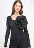 BLUSA DE PIEDRAS CON FLOR JJ10044