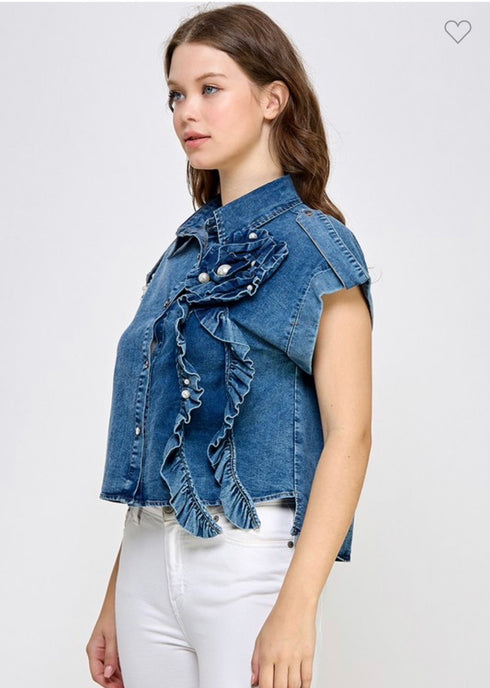 BLUSA CON FLOR DENIM LP8771