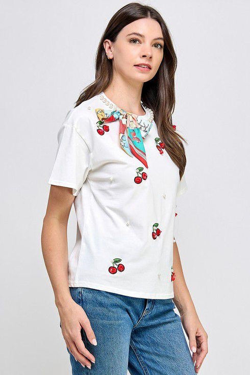 BLUSA CEREZA CON PERLAS LP30204