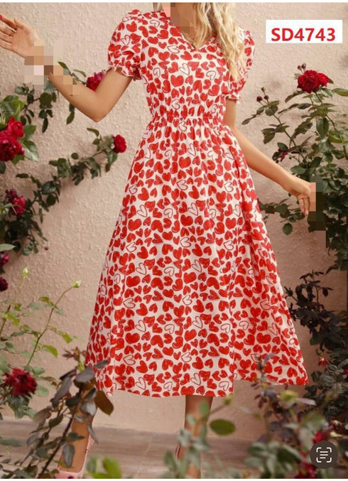VESTIDO ESTAMPADO DE CORAZON SD4743