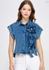BLUSA CON FLOR DENIM LP8771
