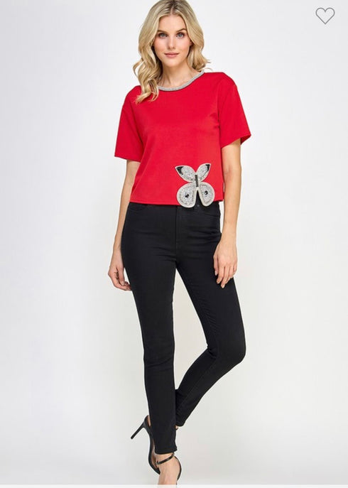 BLUSA DE MARIPOSA CON PEDRERIA LP8783