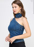 BLUSA DENIM CON FLOR LP9150-1