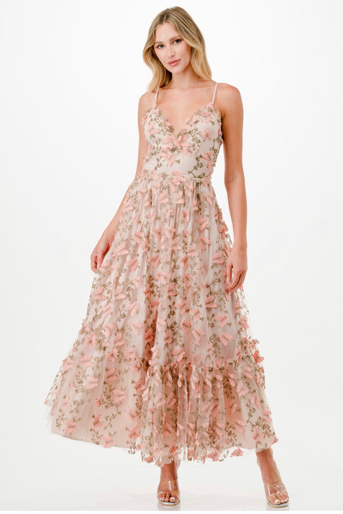 VESTIDO CON MARIPOSA 3D LD5406