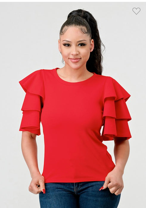 BLUSA MANGA DE OLANES T94669