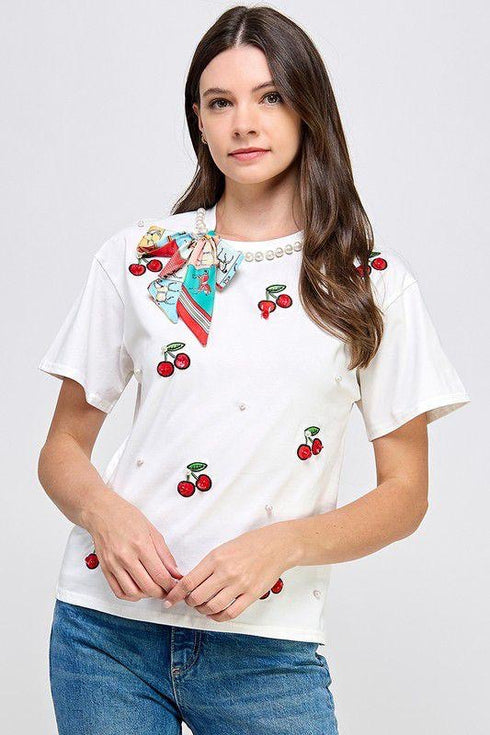 BLUSA CEREZA CON PERLAS LP30204