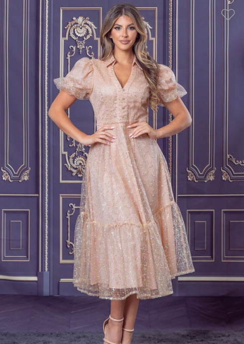 VESTIDO CON LENTEJUELAS AD9098