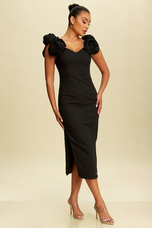 VESTIDO CON FLORES 3D LD10775