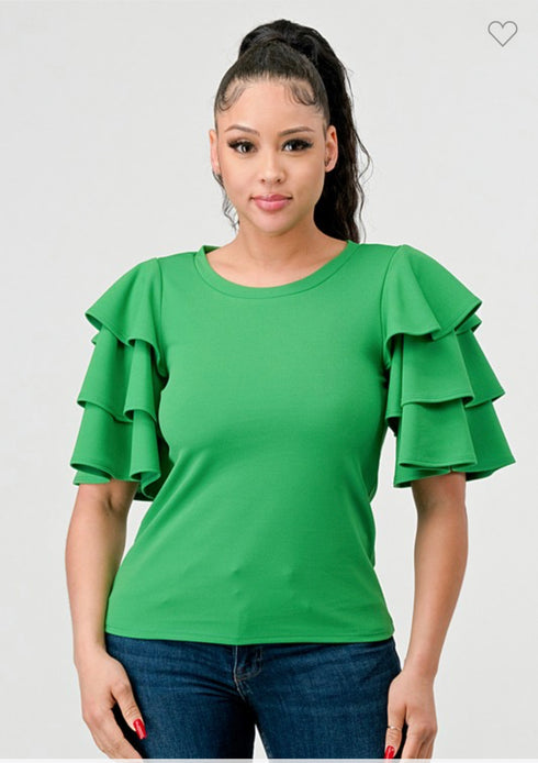 BLUSA MANGA DE OLANES T94669