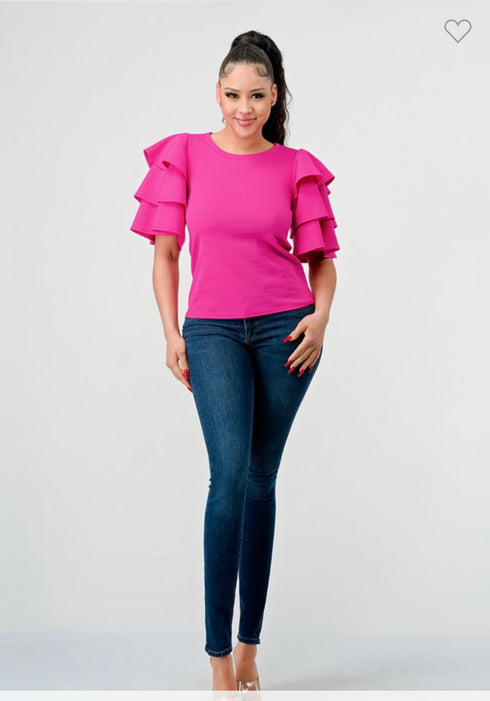 BLUSA MANGA DE OLANES T94669