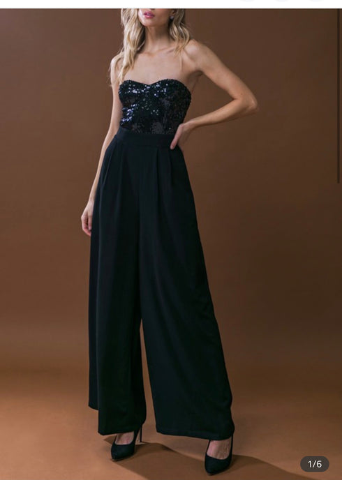 PALAZZO BLUSA CON LENTEJUELA EN CUELLO T10664W IP8073