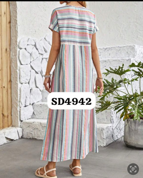 VESTIDO DE RALLAS SD4942