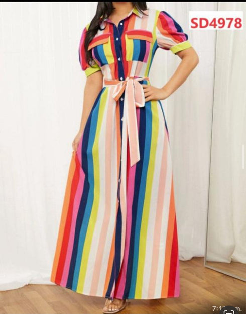 VESTIDO DE RALLAS SD4978