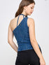 BLUSA DENIM CON FLOR LP9150-1