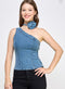 BLUSA DENIM CON FLOR LP9150-1