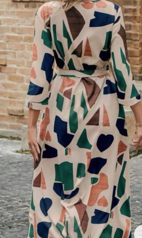 VESTIDO ESTAMPADO CON CINTO SD5121