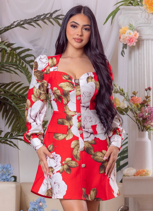 VESTIDO ESTAMPADO CON MANGAS ZD48003