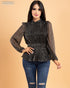 BLUSA CON BRILLO Y CITO EN CINTURA CA2002