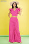 SET PANTALONES ANCHOS DE CINTURA ALTA Y BLUSA SIN MANGAS 197-N