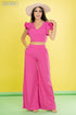 SET PANTALONES ANCHOS DE CINTURA ALTA Y BLUSA SIN MANGAS 197-N