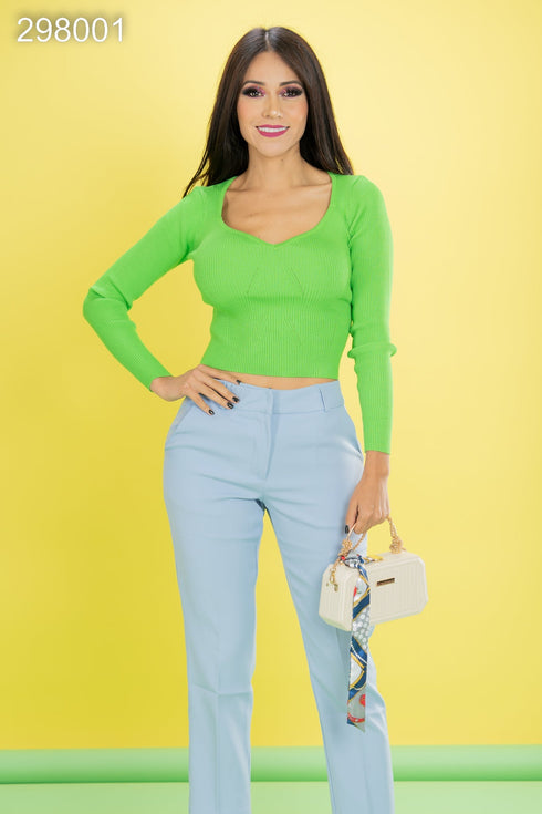 BLUSA MANGA LARGA TELA ACANALADA 1192