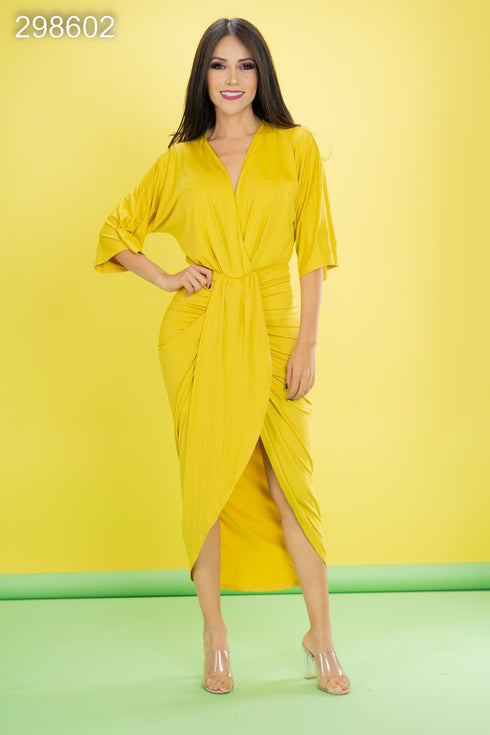 VESTIDO CON CUELLO V DD1236