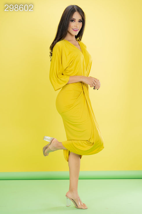 VESTIDO CON CUELLO V DD1236