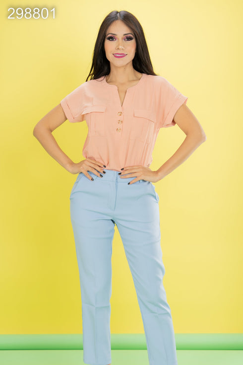 BLUSA MANGA CORTA VUELTA TB8166