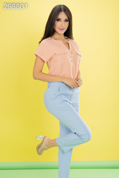 BLUSA MANGA CORTA VUELTA TB8166