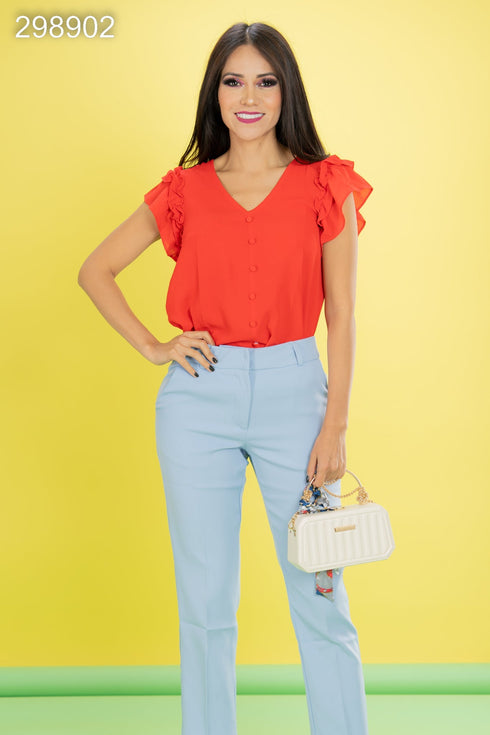 BLUSA MANGA DOBLE VOLANTE TB8149