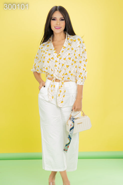 BLUSA NUDO EN CINTURA 35667T