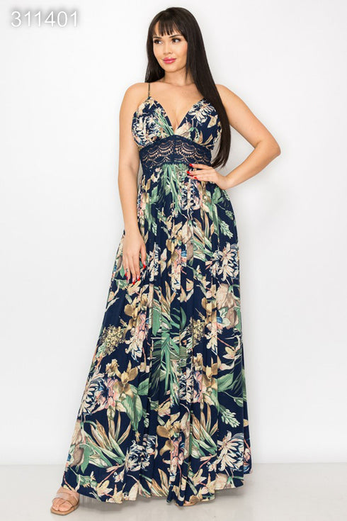 VESTIDO MAXI CON ENCAJE DM2602