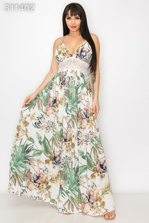 VESTIDO MAXI CON ENCAJE DM2602