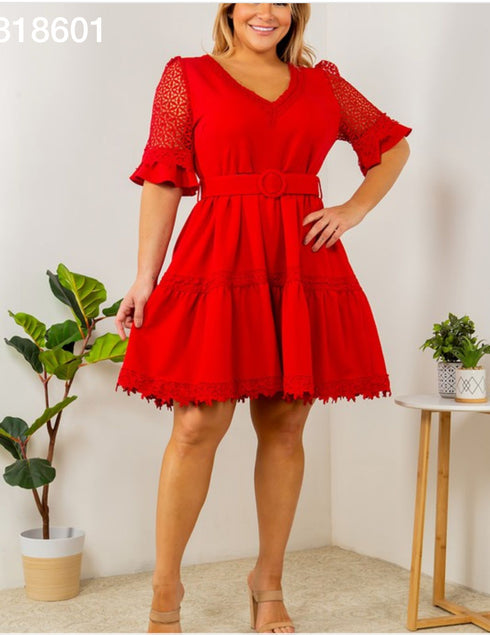 VESTIDO LISO CON ENCAJE 8260-205