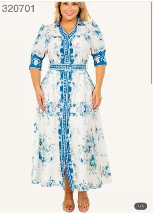 VESTIDO ESTAMPADO CON CINTO 45233X