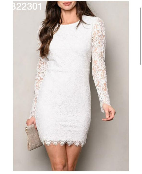 VESTIDO LISO DE ENCAJE RSWT9735-1