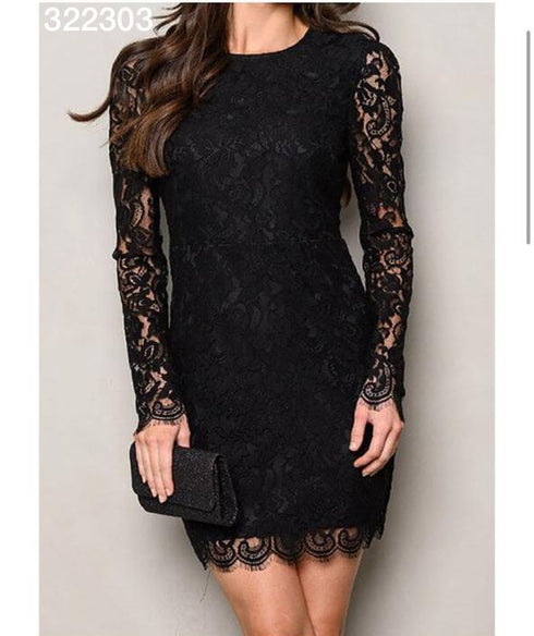 VESTIDO LISO DE ENCAJE RSWT9735-1