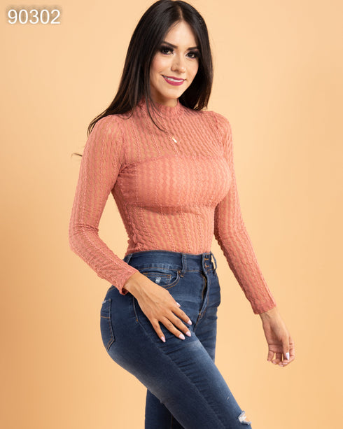 BODY ENCAJE MANGA LARGA HMT54762