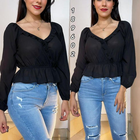 BLUSA CUELLO EN V T12533