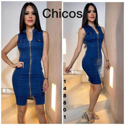 VESTIDO DENIM CON CREMALLERA AL MEDIO HMD12547