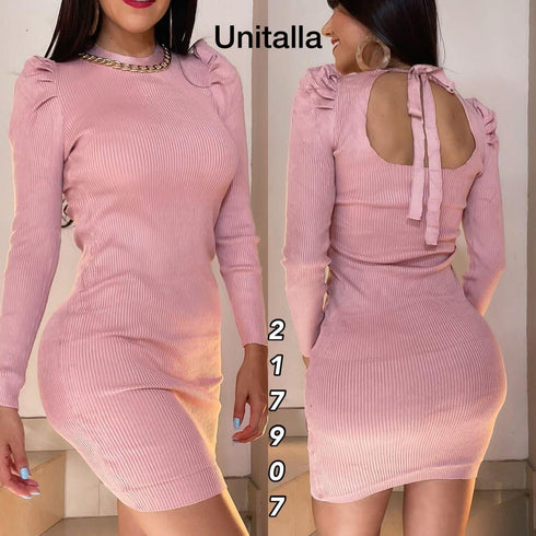 VESTIDO MANGALARGA DETALLE EN CUELLO 44036