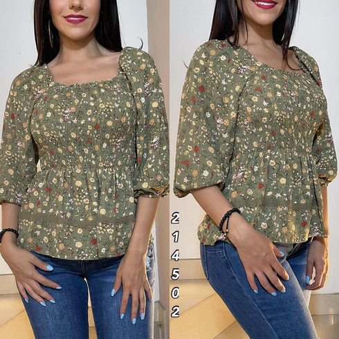 BLISA MANGA LARGA FLOREADA CR1412