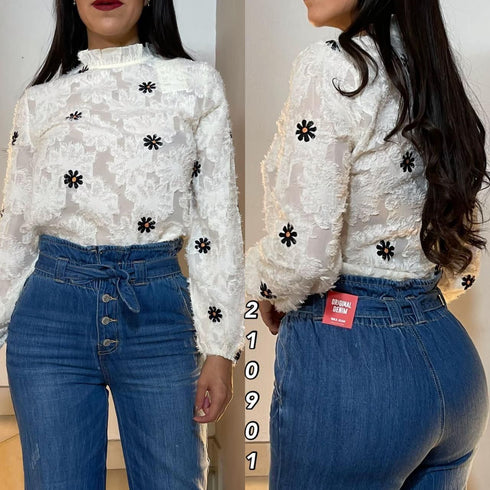 BLUSA FLOREADA ENCAJE SD3798