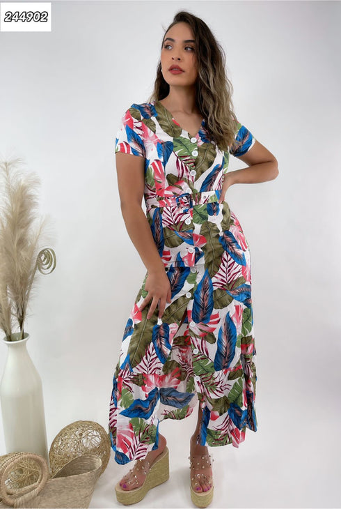 VESTIDO ESTAMPADO CUELLO V 2059